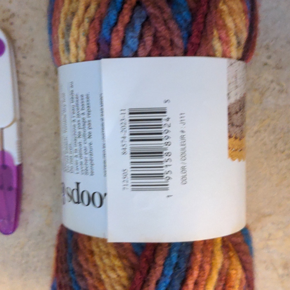 Handmade Knit Variegated Acrylic Multicolor Shawl Wrap Scarf Blue Rust - Picture 14 of 15
